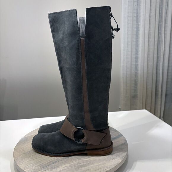 Olukai Women's Holo Lio ll Gray Leather High Riding Boots Western Bohemian Sz 9 - Picture 3 of 15